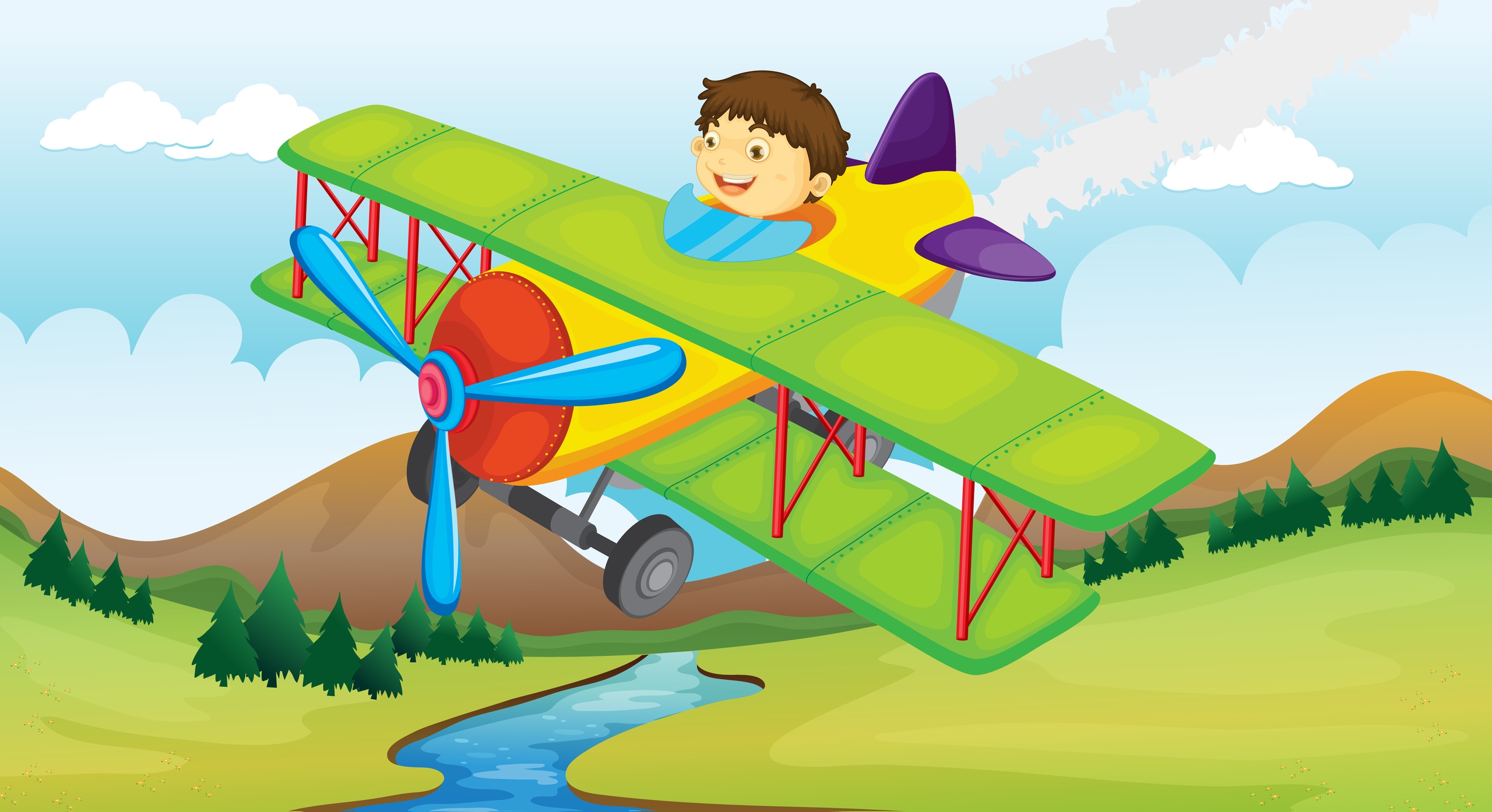 Детский самолетик в воздухе