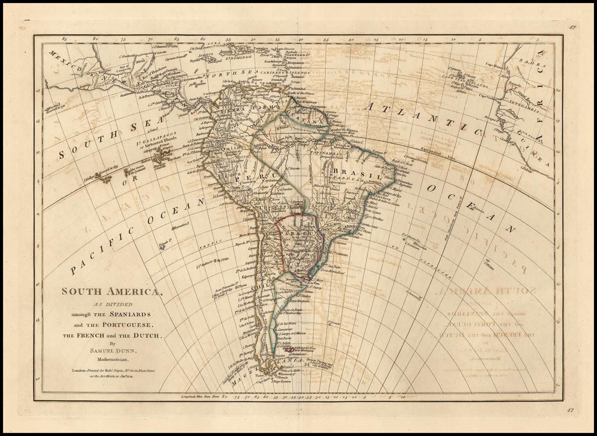 Древняя карта Южной Америки