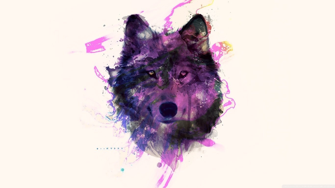 Волк на фиолетовом фоне