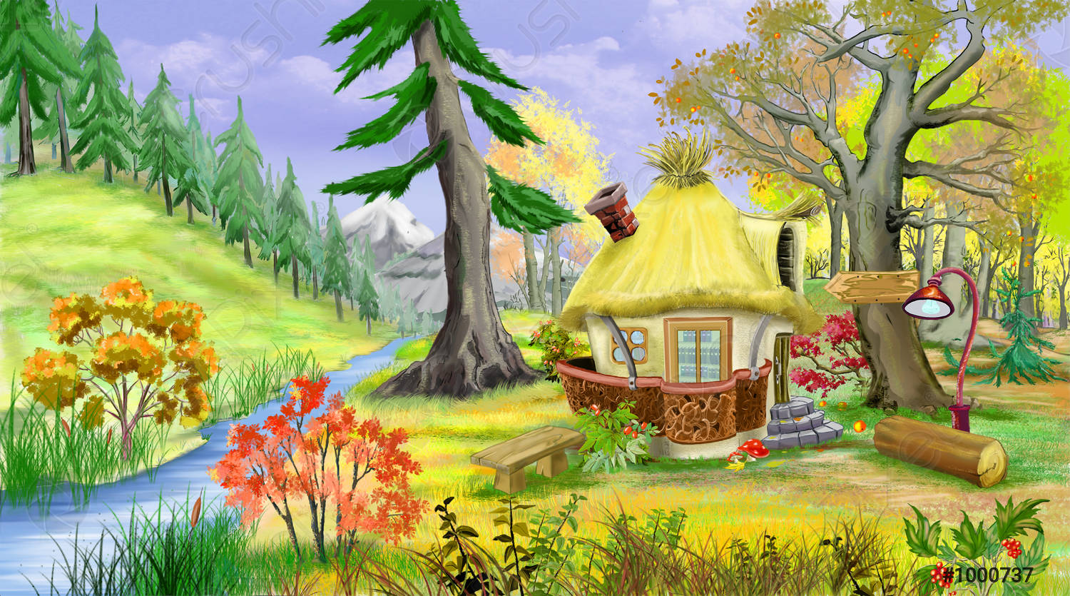 Сказочный домик на осенней полянке