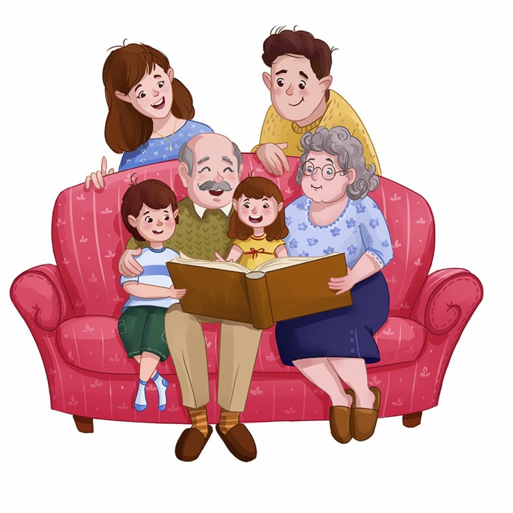 Книга в кругу семьи. Семейное чтение. Читающая семья. Семья иллюстрация. Чтение в семье.