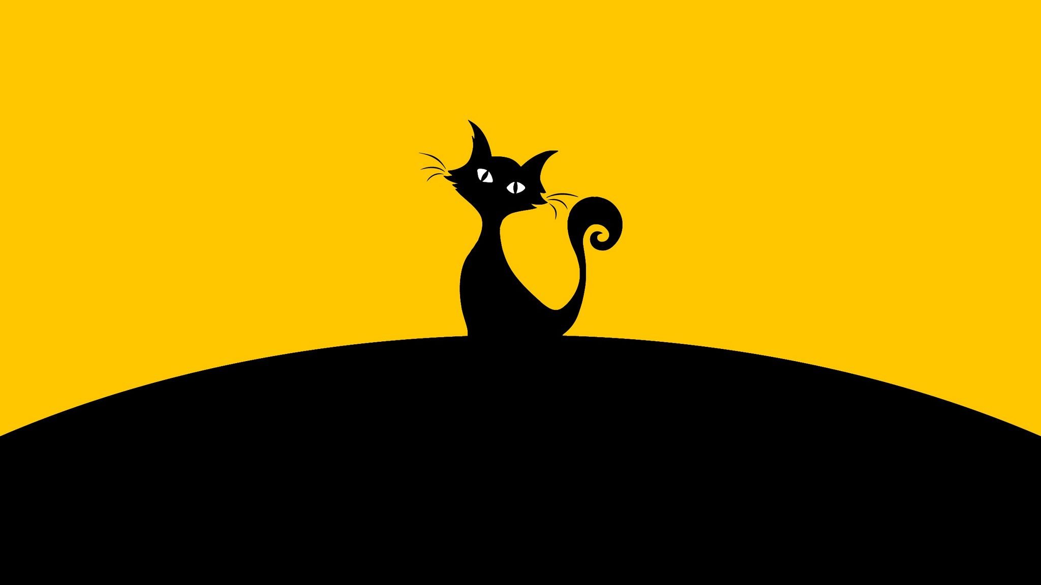 Кошка на желтом фоне