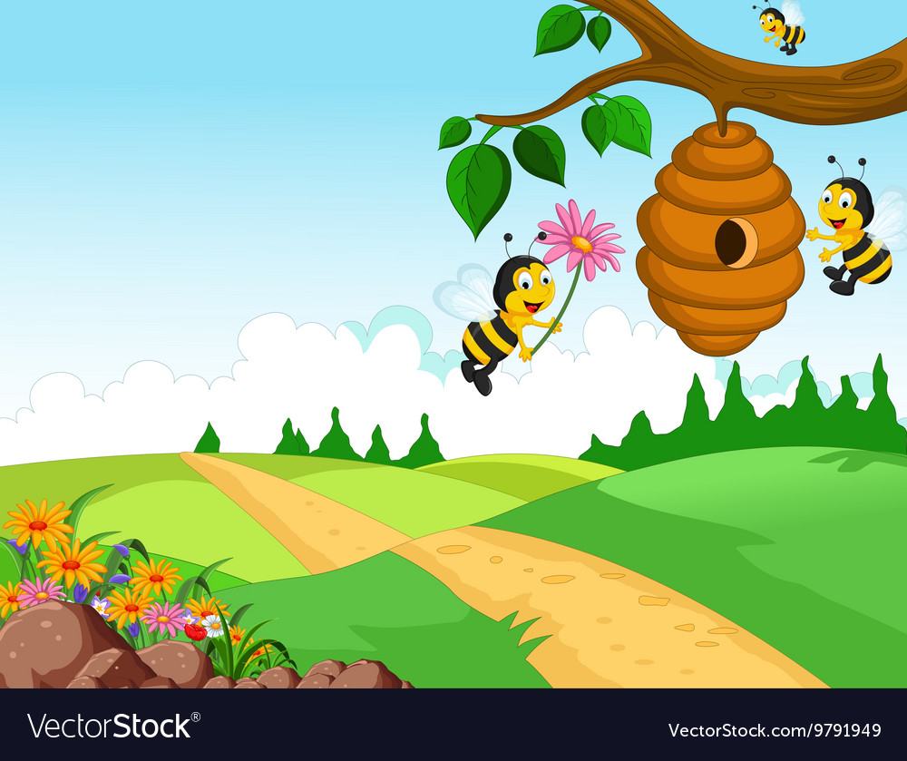 Поляна с пчелами для детей
