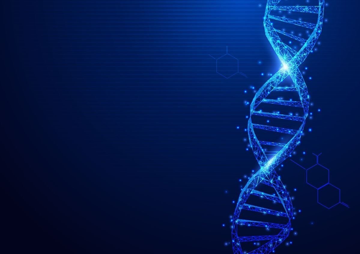 Молекула ДНК на синем фоне