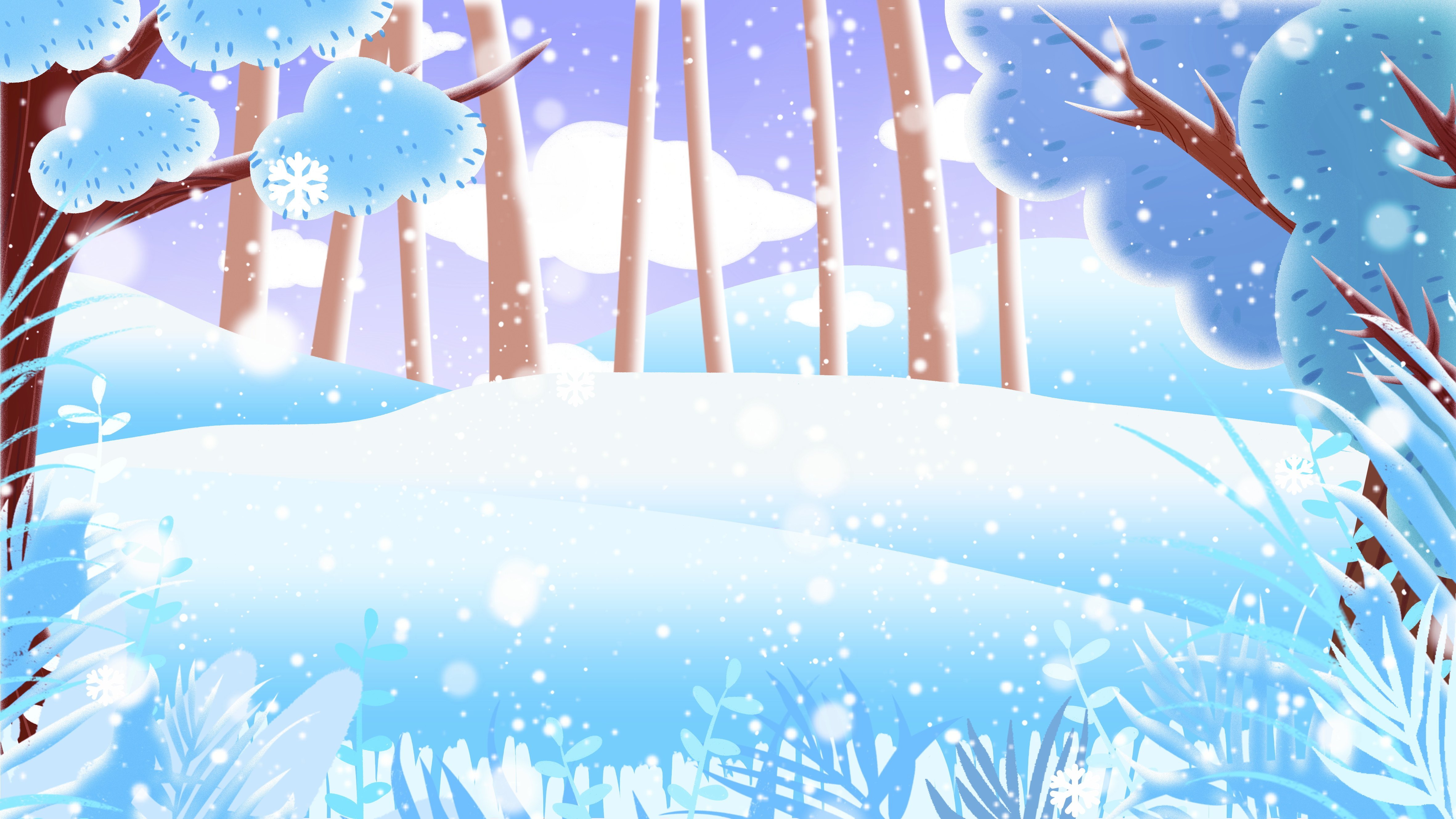Зимний лес из мультфильма