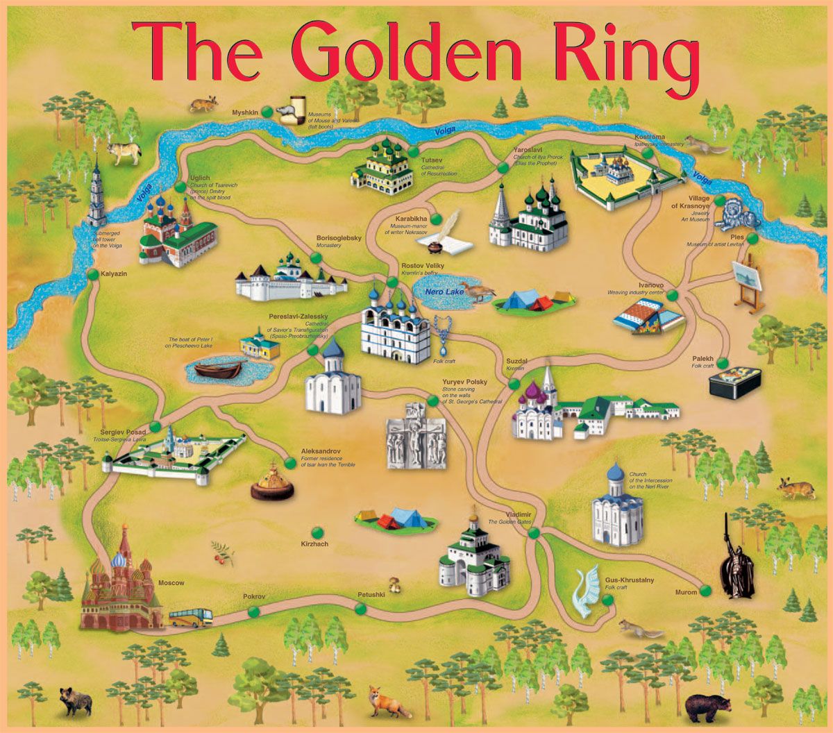 Города золотого кольца на карте