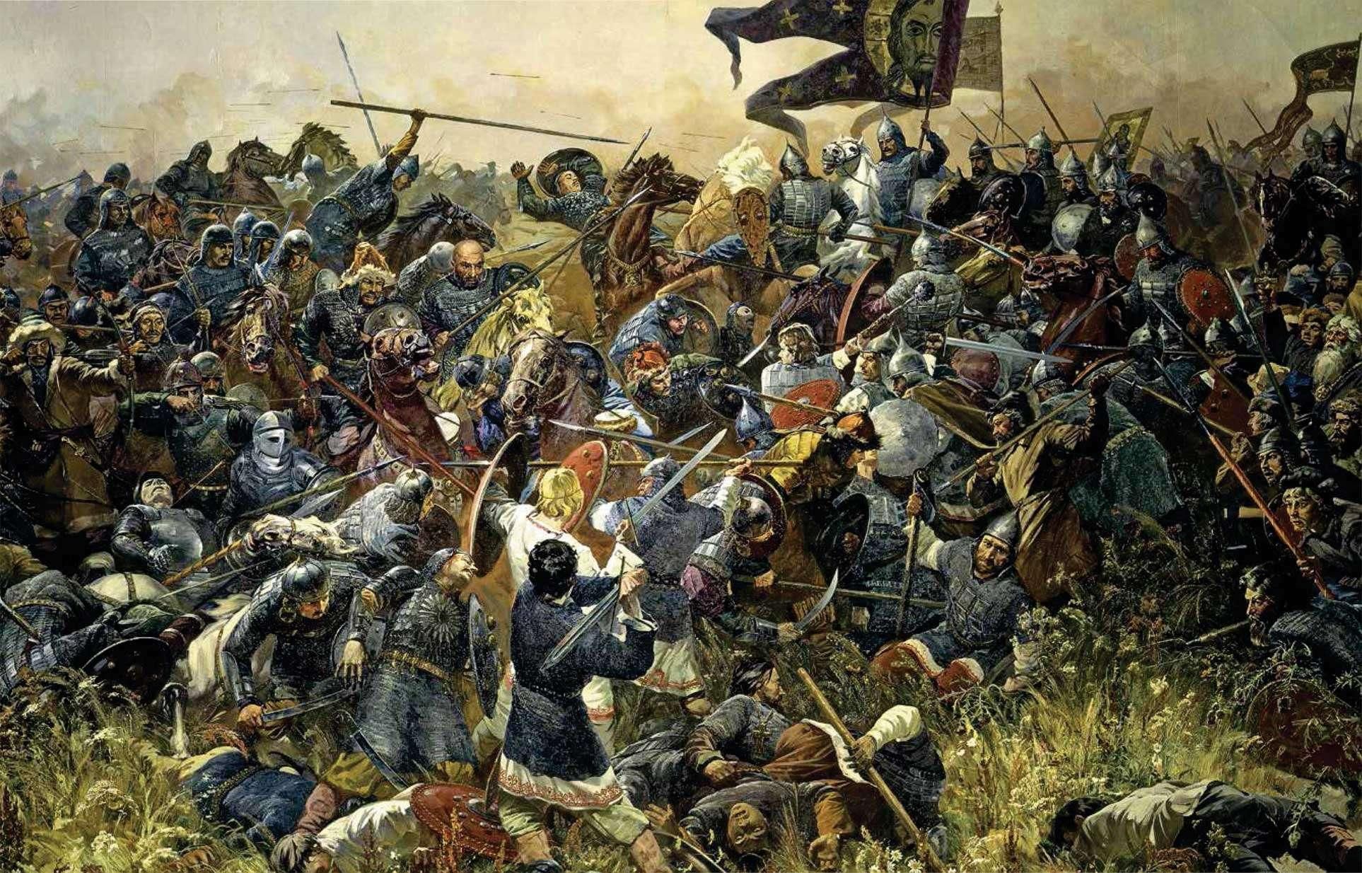 Ига 24. Куликовская битва 1380 г. Дзысь Куликовская битва. Присекин Куликовская битва картина.