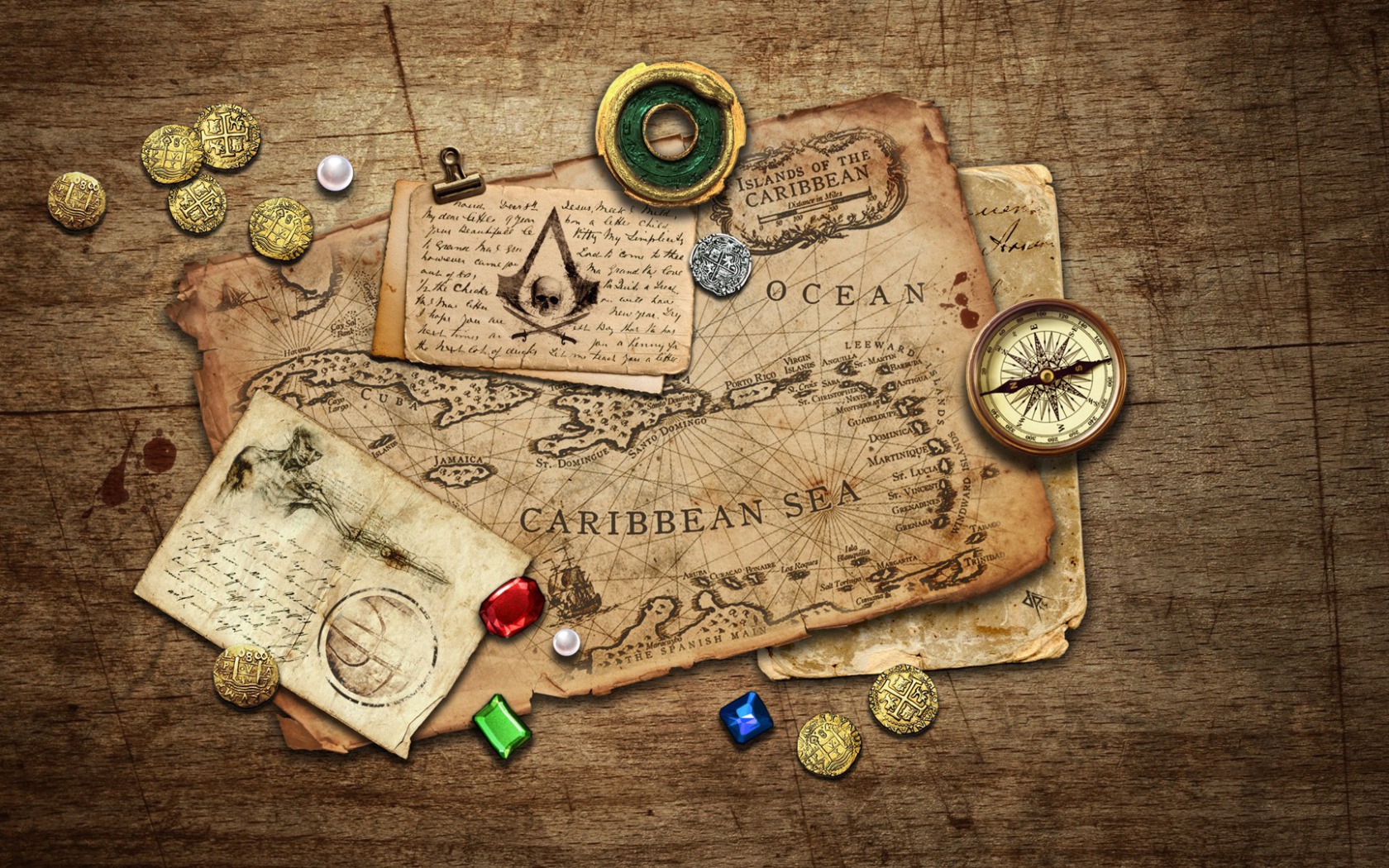 Пиратская карта на столе
